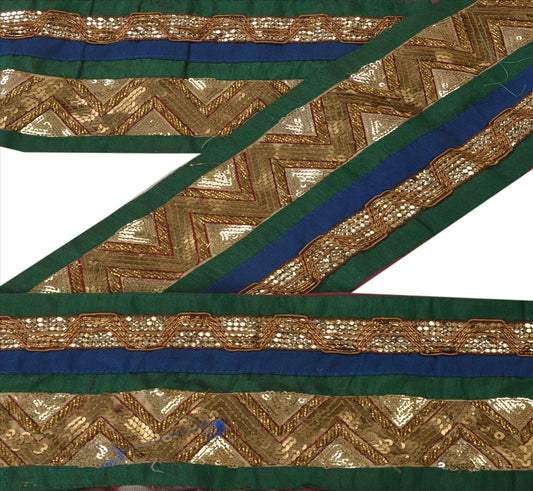 Sanskriti Vintage Sari Border Hand Beaded 1Yd Indian Trim Sewing Pink Decor Lace