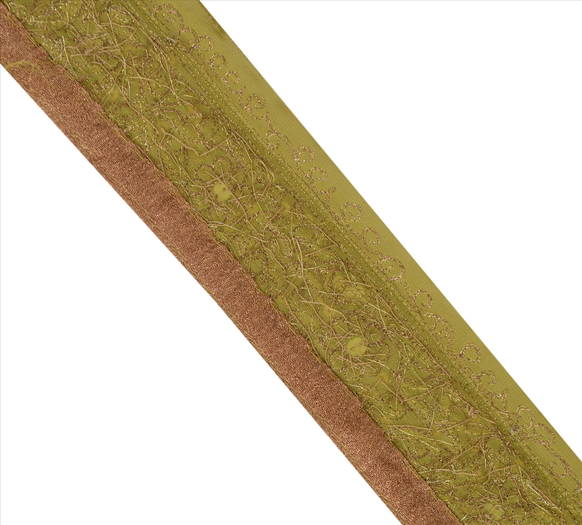 Sanskriti Vintage Sari Border Antique Hand Beaded 1 Yd Indian Trim Sewing Green Zari Lace