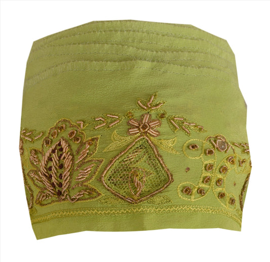 Sanskriti Vintage Sari Border Antique Hand Beaded 1 Yd Indian Trim Sewing Green Decor Lace