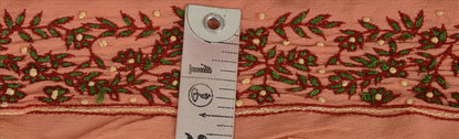 Sanskriti Vintage Sari Border Antique Hand Embroidered 1 Yd Indian Trim Ribbon Peach Lace