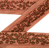 Sanskriti Vintage Sari Border Antique Hand Embroidered 1 Yd Indian Trim Ribbon Peach Lace