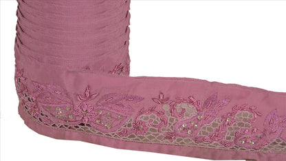Sanskriti Vintage Sari Border Antique Hand Beaded 1 Yd Indian Trim Sewing Pink Zari Lace