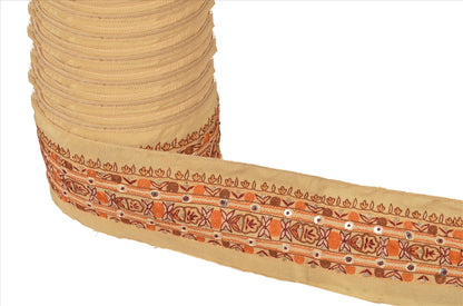 Sanskriti Vintage Sari Border Antique Hand Embroidered 1 Yd Indian Trim Sewing Cream Lace