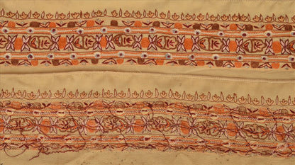Sanskriti Vintage Sari Border Antique Hand Embroidered 1 Yd Indian Trim Sewing Cream Lace