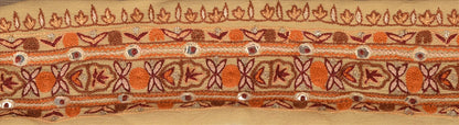 Sanskriti Vintage Sari Border Antique Hand Embroidered 1 Yd Indian Trim Sewing Cream Lace