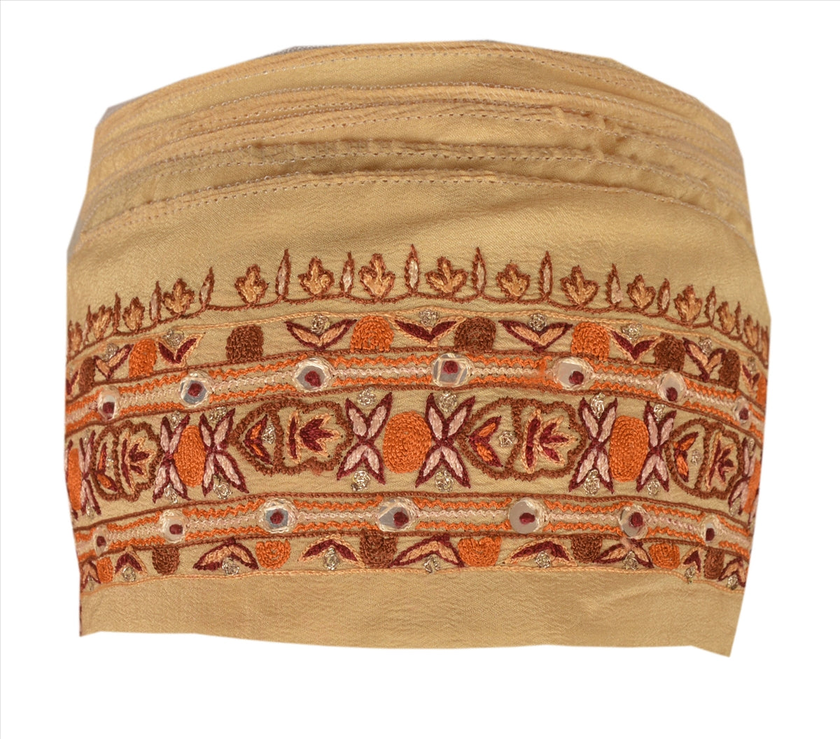 Sanskriti Vintage Sari Border Antique Hand Embroidered 1 Yd Indian Trim Sewing Cream Lace