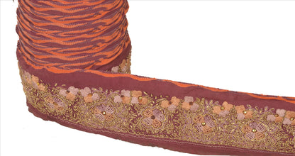 Sanskriti Vintage Sari Border Antique Hand Beaded 1 Yd Indian Trim Sewing Purple Zari Lace