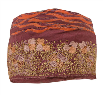 Sanskriti Vintage Sari Border Antique Hand Beaded 1 Yd Indian Trim Sewing Purple Zari Lace