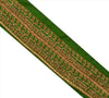 Sanskriti Vintage Sari Border Hand Embroidered 1Yd Trim Sewing Green Floral Lace