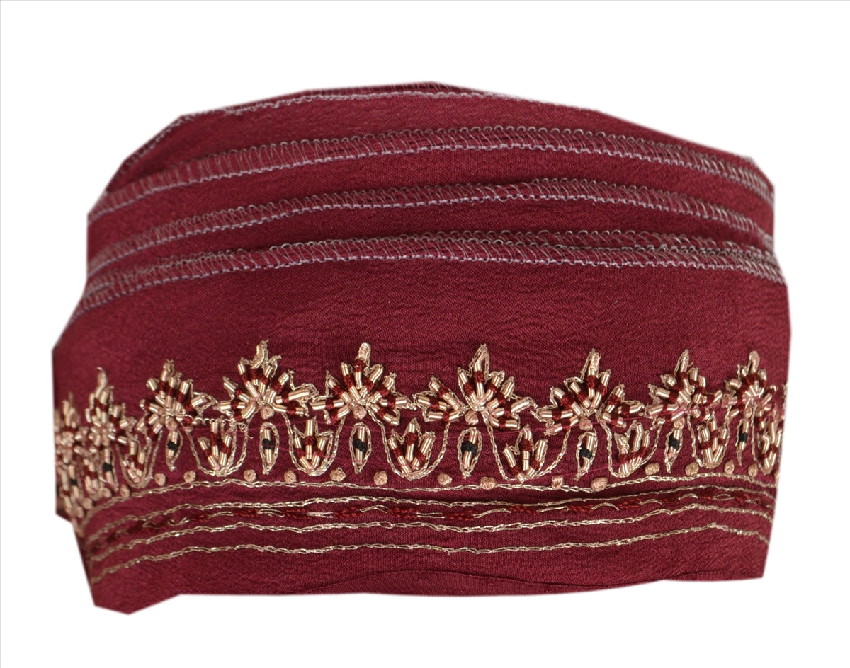 Санскритский винтажный бордюр, старинная ручная вышивка, 1 ярд, отделочная лента, фиолетовое кружево