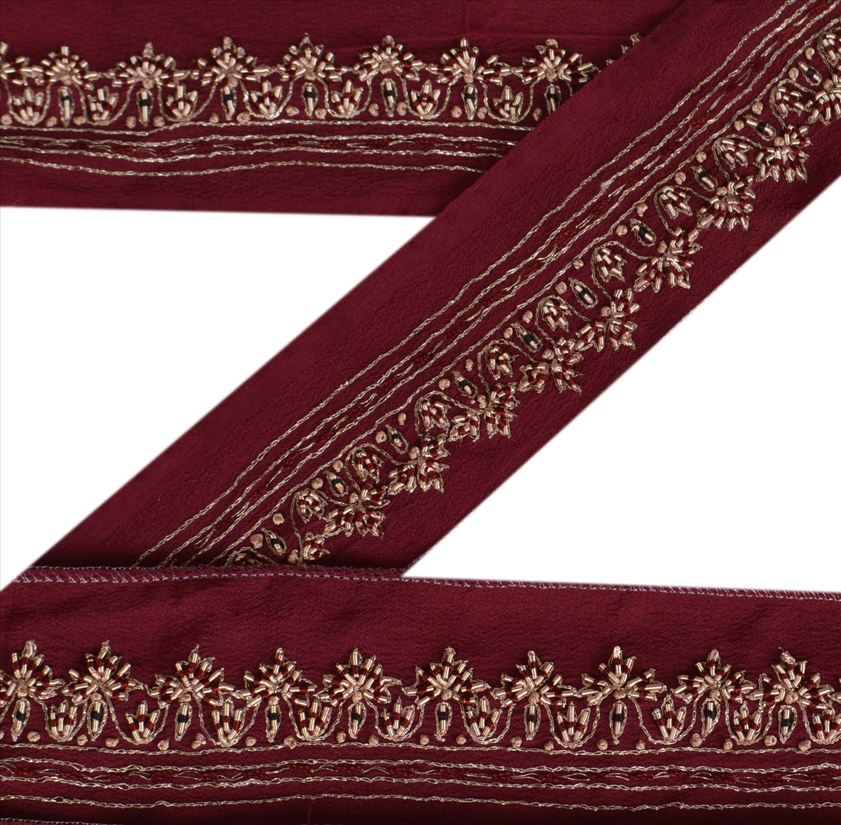 Санскритский винтажный бордюр, старинная ручная вышивка, 1 ярд, отделочная лента, фиолетовое кружево