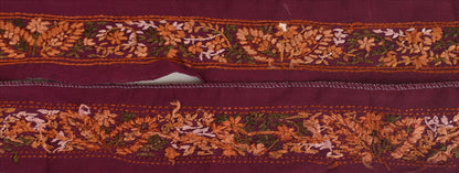 Sanskriti Vintage Sari Border Craft Purple Trim Hand Embroidered 1Yd Ribbon Lace
