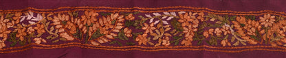 Sanskriti Vintage Sari Border Craft Purple Trim Hand Embroidered 1Yd Ribbon Lace