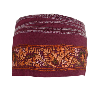 Sanskriti Vintage Sari Border Craft Purple Trim Hand Embroidered 1Yd Ribbon Lace