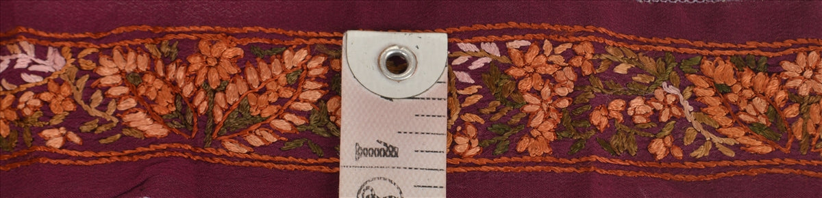 Sanskriti Vintage Sari Border Craft Purple Trim Hand Embroidered 1Yd Ribbon Lace