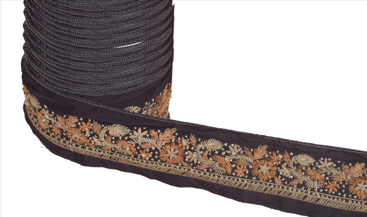 Sanskriti Vintage Sari Kant Håndperlet 1 Yard Indisk Kant Syning Lilla Blonde