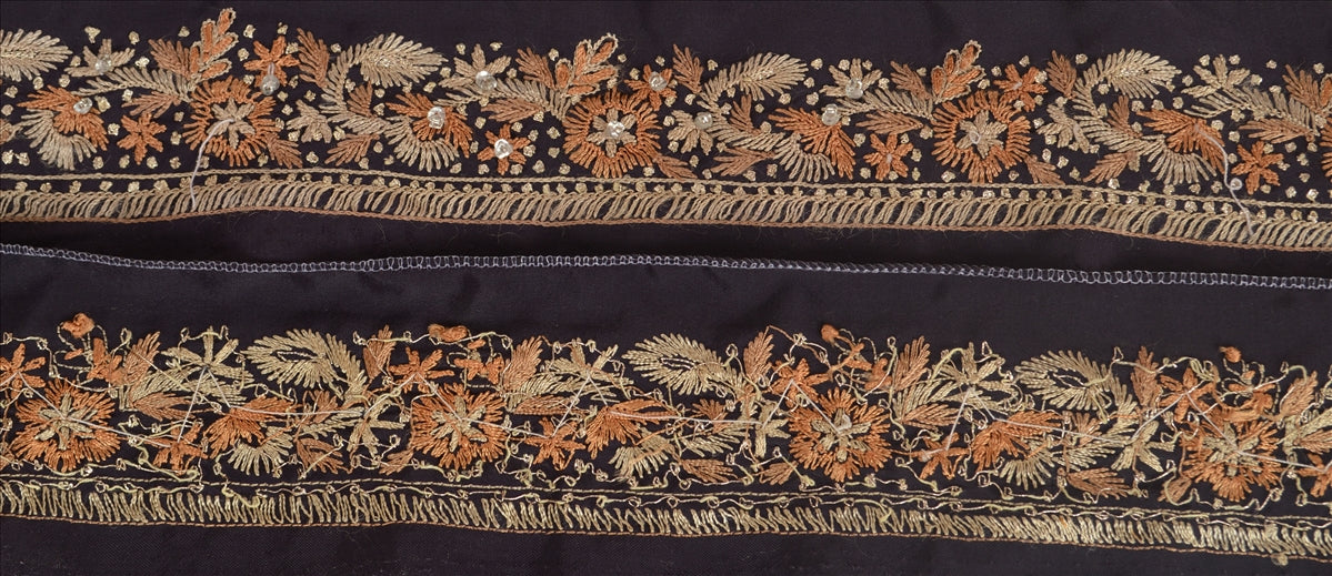 Sanskriti Vintage Sari Kant Håndperlet 1 Yard Indisk Kant Syning Lilla Blonde