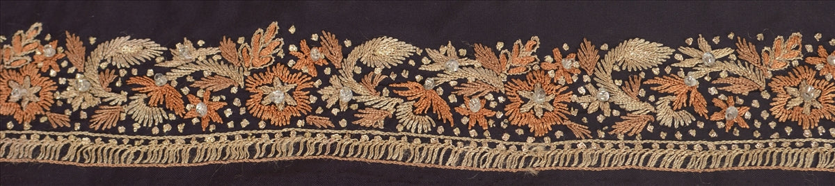 Sanskriti Vintage Sari Kant Håndperlet 1 Yard Indisk Kant Syning Lilla Blonde