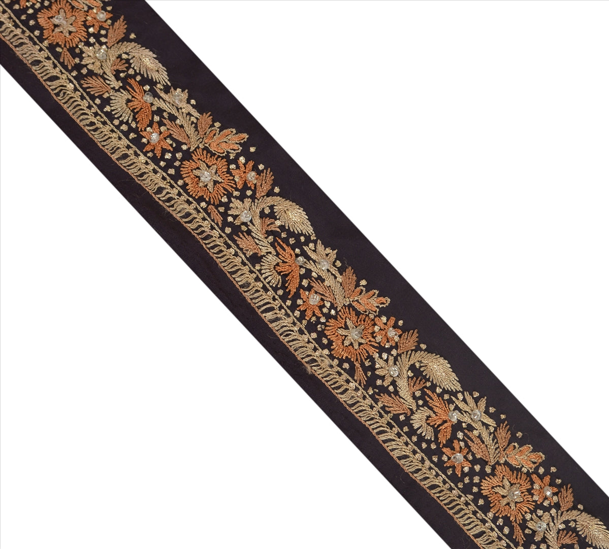 Sanskriti Vintage Sari Kant Håndperlet 1 Yard Indisk Kant Syning Lilla Blonde