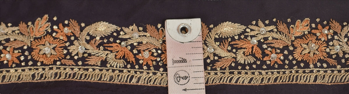 Sanskriti Vintage Sari Kant Håndperlet 1 Yard Indisk Kant Syning Lilla Blonde