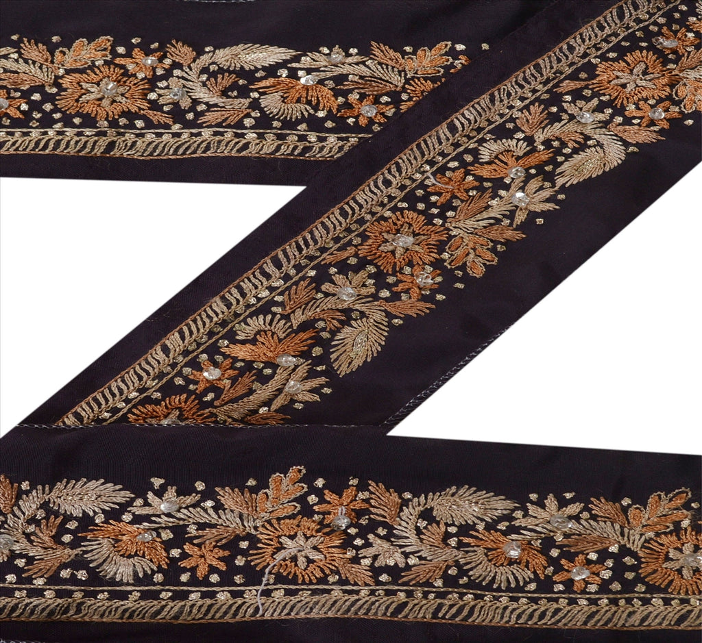 Sanskriti Vintage Sari Kant Håndperlet 1 Yard Indisk Kant Syning Lilla Blonde