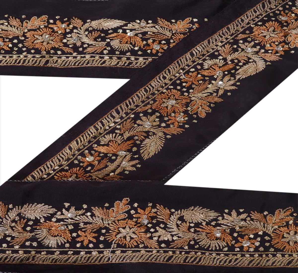 Sanskriti Vintage Sari Kant Håndperlet 1 Yard Indisk Kant Syning Lilla Blonde