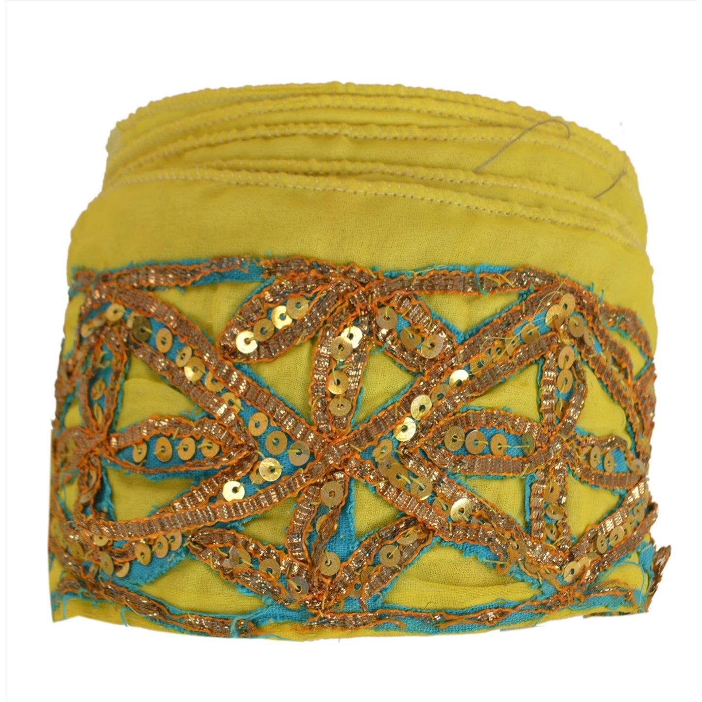 Sanskriti Vintage Sari Border Hand Beaded 1 YD Indian Trim GotaSewing Lemon Lace