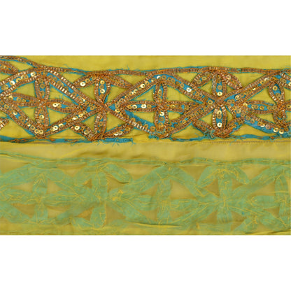 Sanskriti Vintage Sari Border Hand Beaded 1 YD Indian Trim GotaSewing Lemon Lace