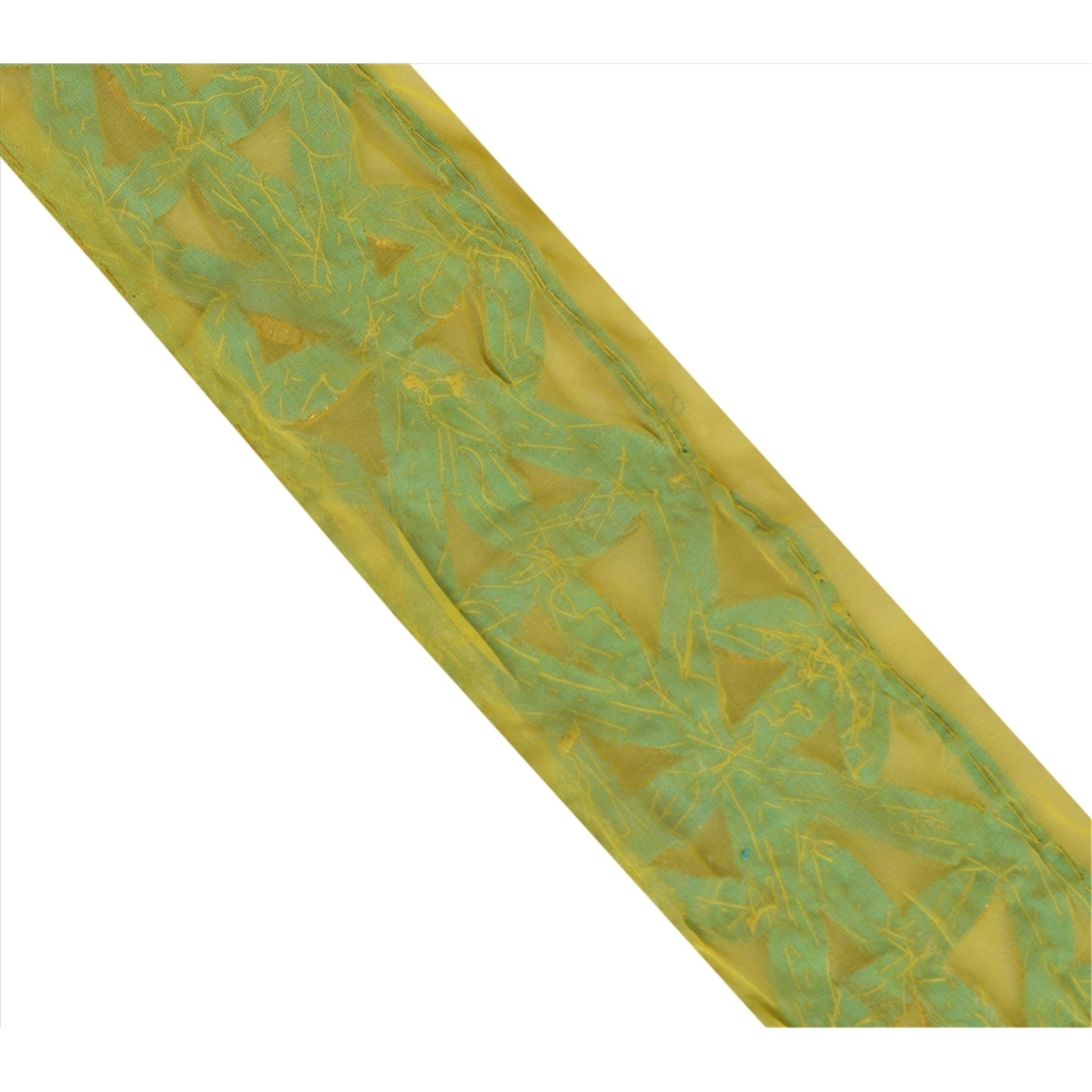 Sanskriti Vintage Sari Border Hand Beaded 1 YD Indian Trim GotaSewing Lemon Lace