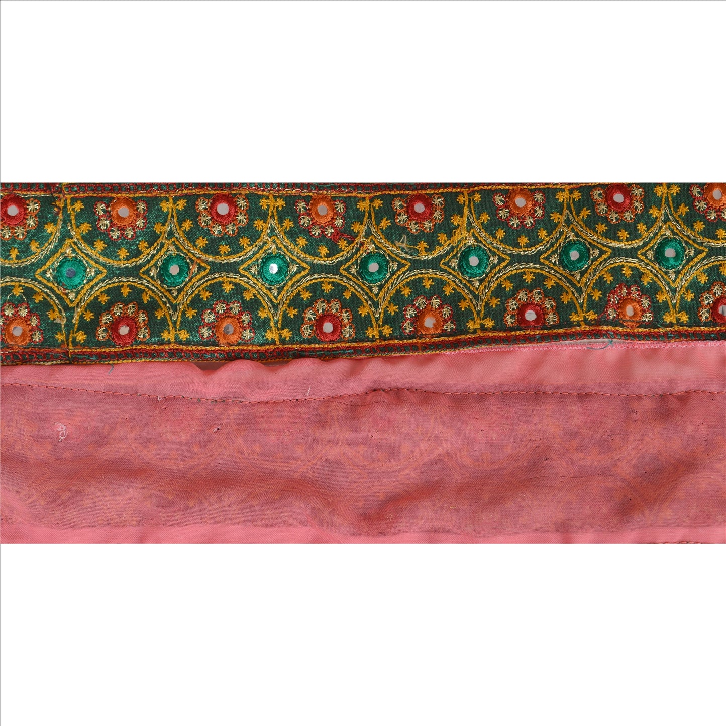 Sanskriti Vintage Sari Border Antique Embroidered 1 Yd Indian Trim Sewing Pink Patch Lace