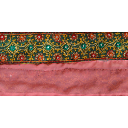 Sanskriti Vintage Sari Border Antique Embroidered 1 Yd Indian Trim Sewing Pink Patch Lace