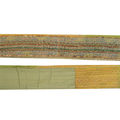 Sanskriti Vintage Border Antique Hand Beaded 1YD Indian Trim Sewing Saffron Lace