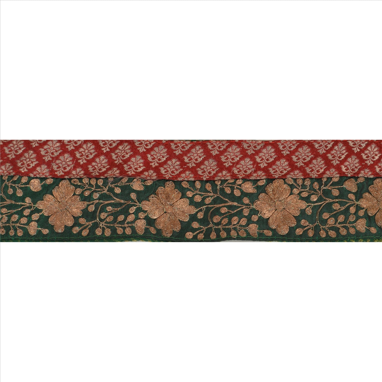 Sanskriti Vintage Sari Border Antique Hand Embroidered 1 Yd Indian Trim Sewing Green Lace