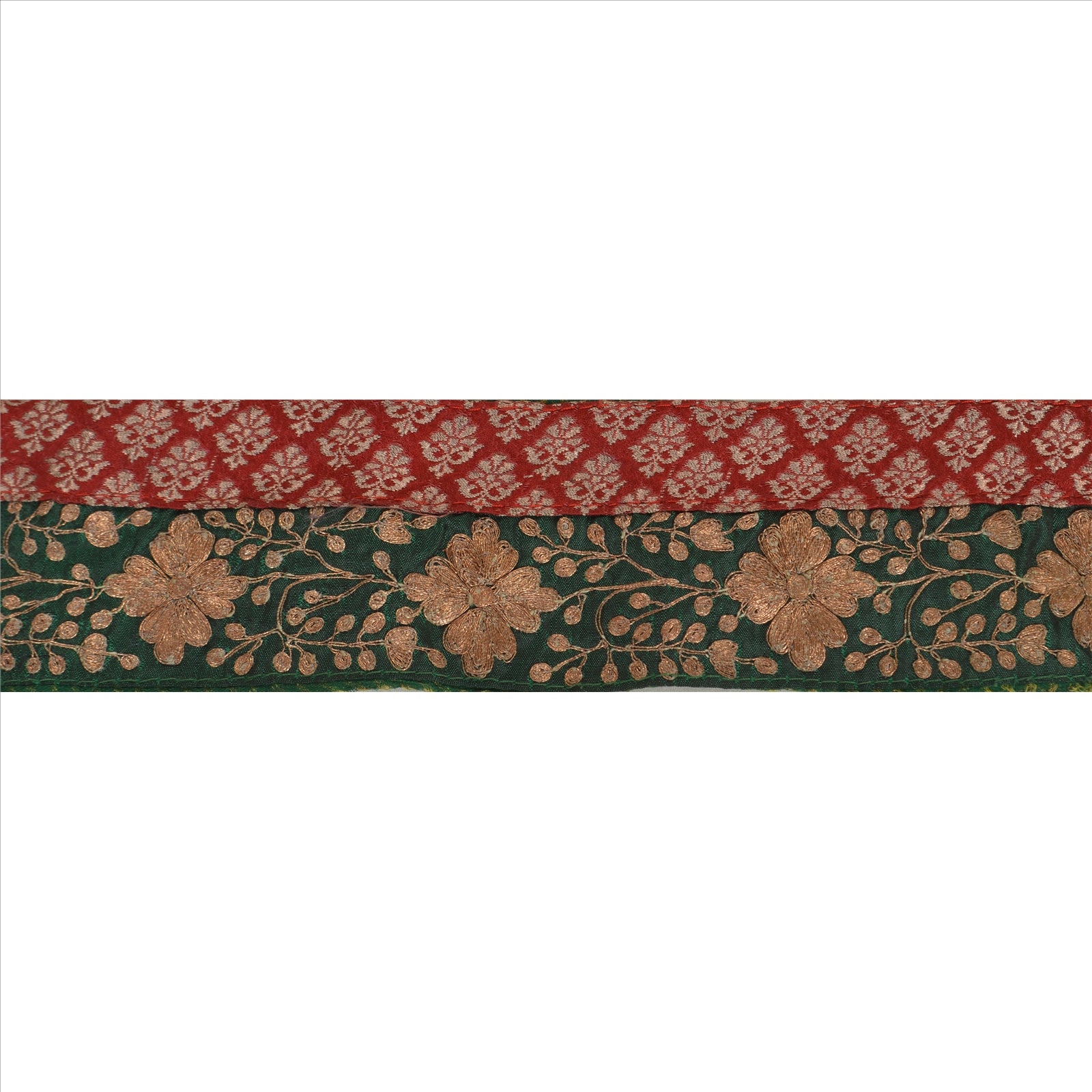 Sanskriti Vintage Sari Border Antique Hand Embroidered 1 Yd Indian Trim Sewing Green Lace