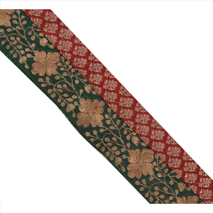 Sanskriti Vintage Sari Border Antique Hand Embroidered 1 Yd Indian Trim Sewing Green Lace