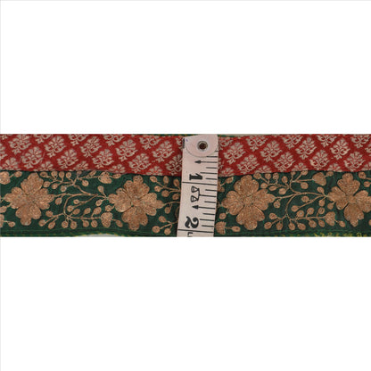 Sanskriti Vintage Sari Border Antique Hand Embroidered 1 Yd Indian Trim Sewing Green Lace