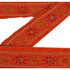 Sanskriti Vintage Border Antique Hand Beaded 1 Yd Indian Trim Sewing Orange Lace