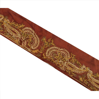 Sanskriti Vintage Sari Border Antique Hand Beaded 1 Yd Indian Trim Sewing Orange Lace