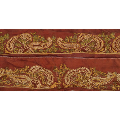 Sanskriti Vintage Sari Border Antique Hand Beaded 1 Yd Indian Trim Sewing Orange Lace