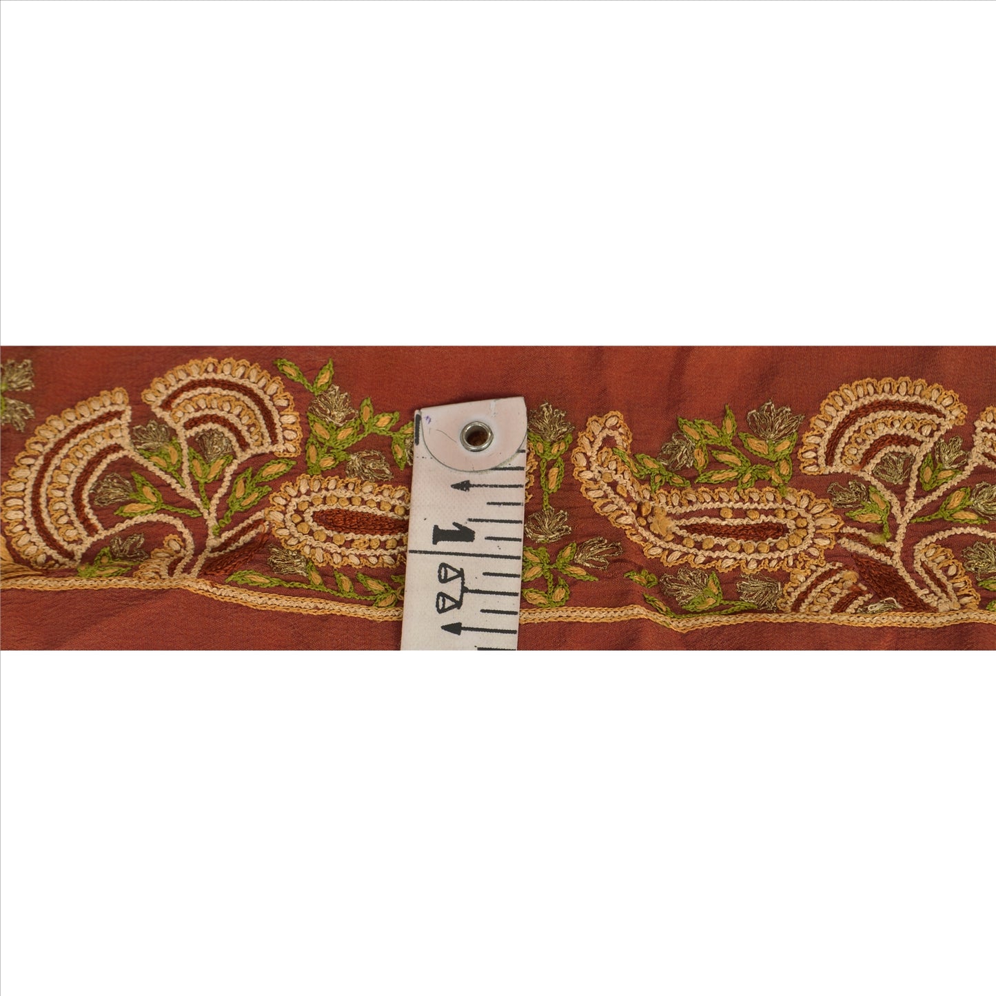 Sanskriti Vintage Sari Border Antique Hand Beaded 1 Yd Indian Trim Sewing Orange Lace