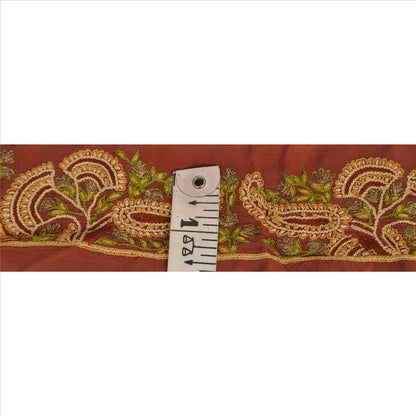 Sanskriti Vintage Sari Border Antique Hand Beaded 1 Yd Indian Trim Sewing Orange Lace