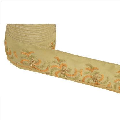 Sanskriti Vintage Border Hand Beaded Zari Zardozi 1 YD Indian Trim Cream Lace