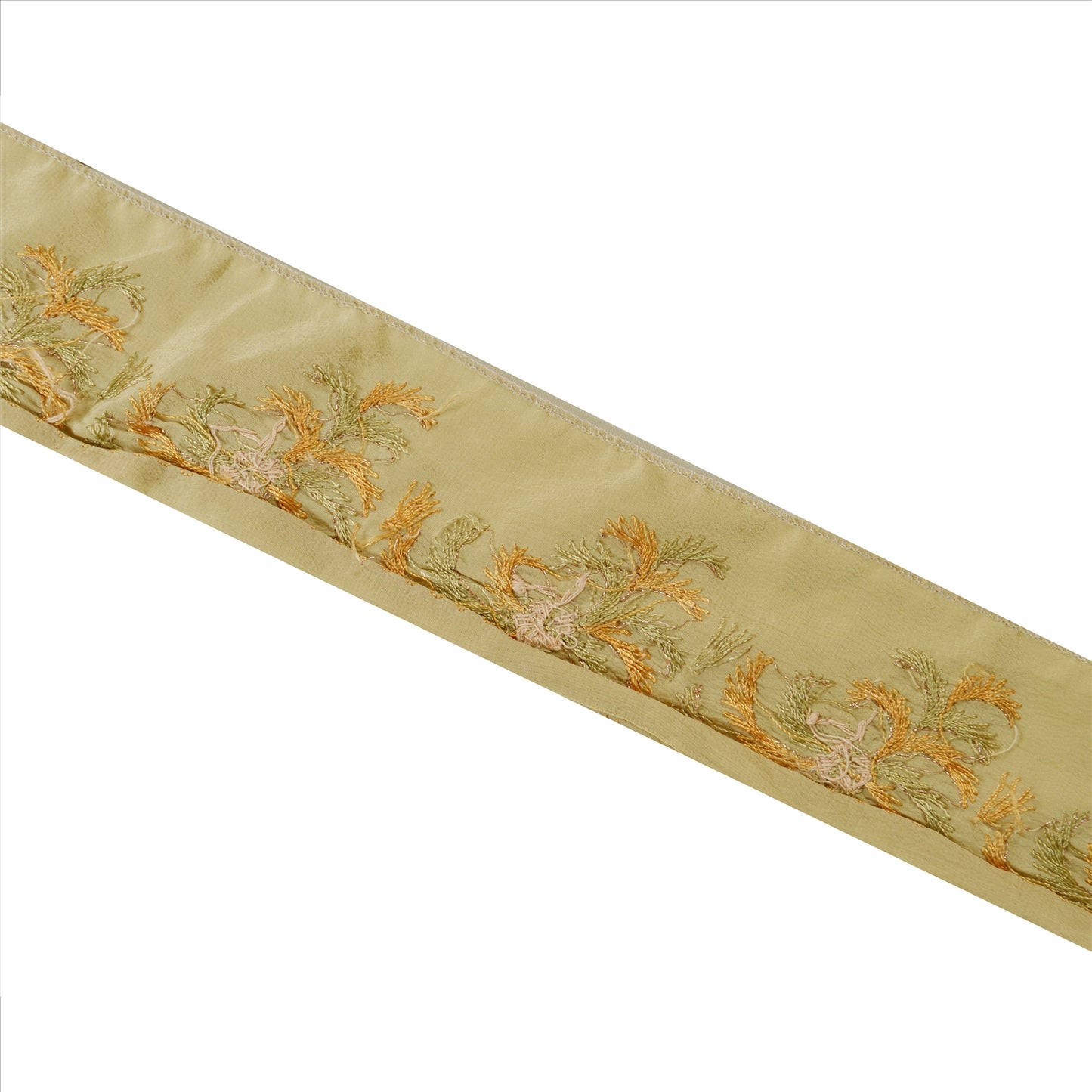 Sanskriti Vintage Border Hand Beaded Zari Zardozi 1 YD Indian Trim Cream Lace