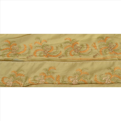 Sanskriti Vintage Border Hand Beaded Zari Zardozi 1 YD Indian Trim Cream Lace