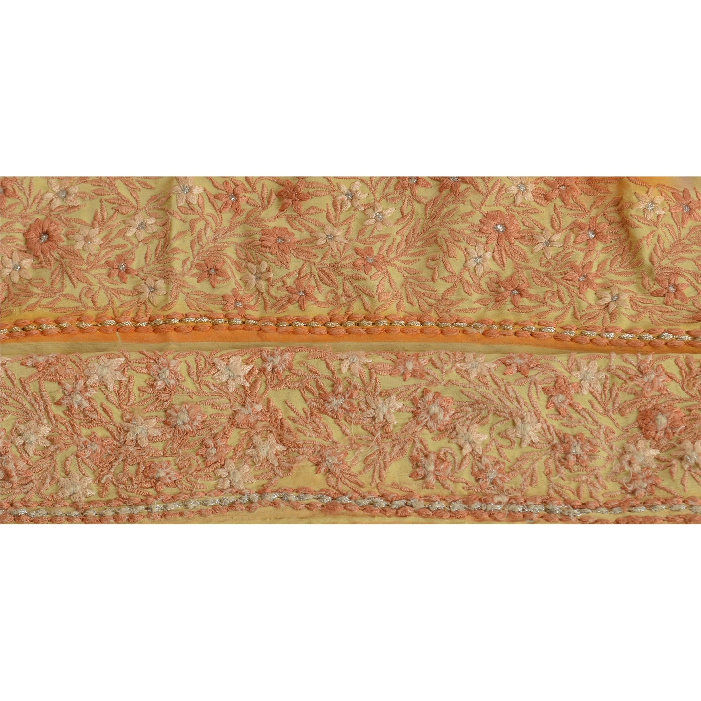 Sanskriti Vintage Sari Border Antique Embroidered 1 Yd Indian Trim Sewing Cream Lace