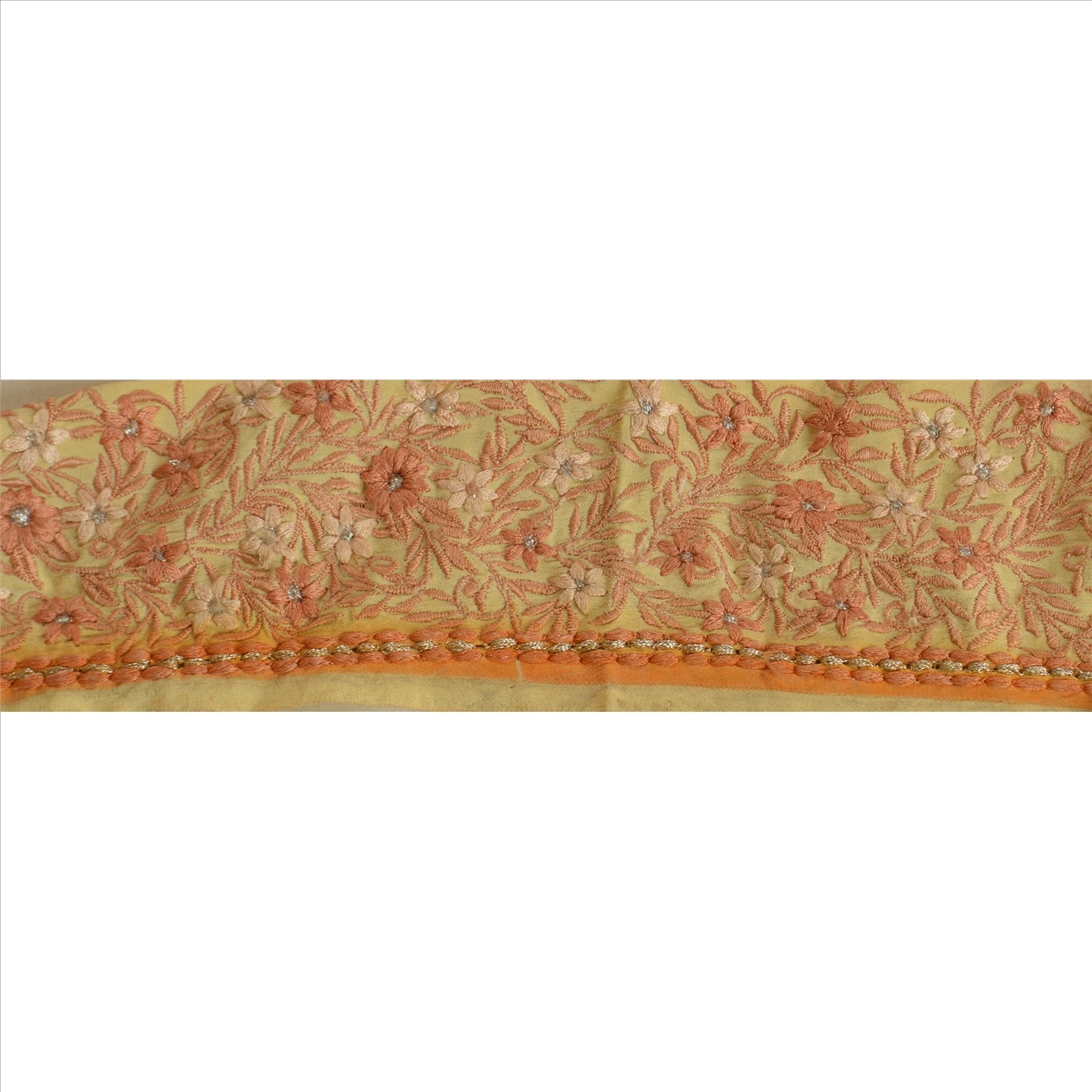 Sanskriti Vintage Sari Border Antique Embroidered 1 Yd Indian Trim Sewing Cream Lace