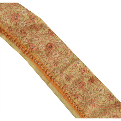 Sanskriti Vintage Sari Border Antique Embroidered 1 Yd Indian Trim Sewing Cream Lace