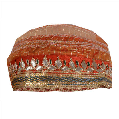 Sanskriti Vintage Sari Border Antique Hand Beaded 1 Yd Indian Trim Sewing Orange Lace