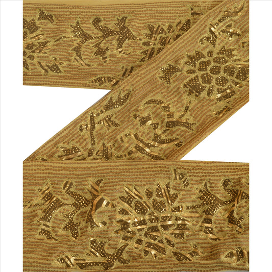 Sanskriti Vintage Border Antique Hand Beaded 1 Yd Indian Trim Sewing Green Lace