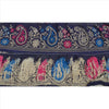 Sanskriti Vintage Border Hand Embroidered 1 Yd Indian Trim Sewing Blue Lace
